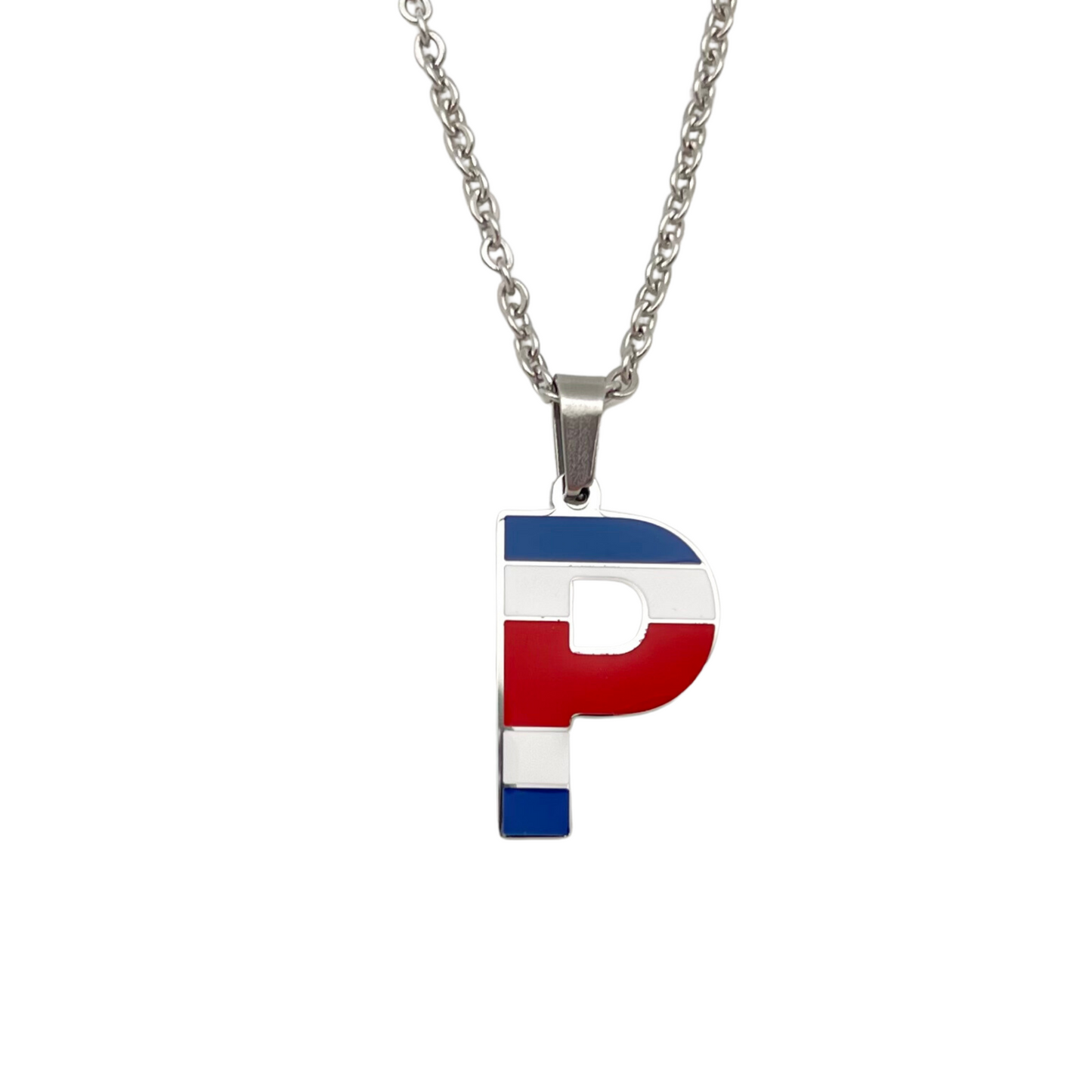 Letter P Costa Rica Flag Necklace