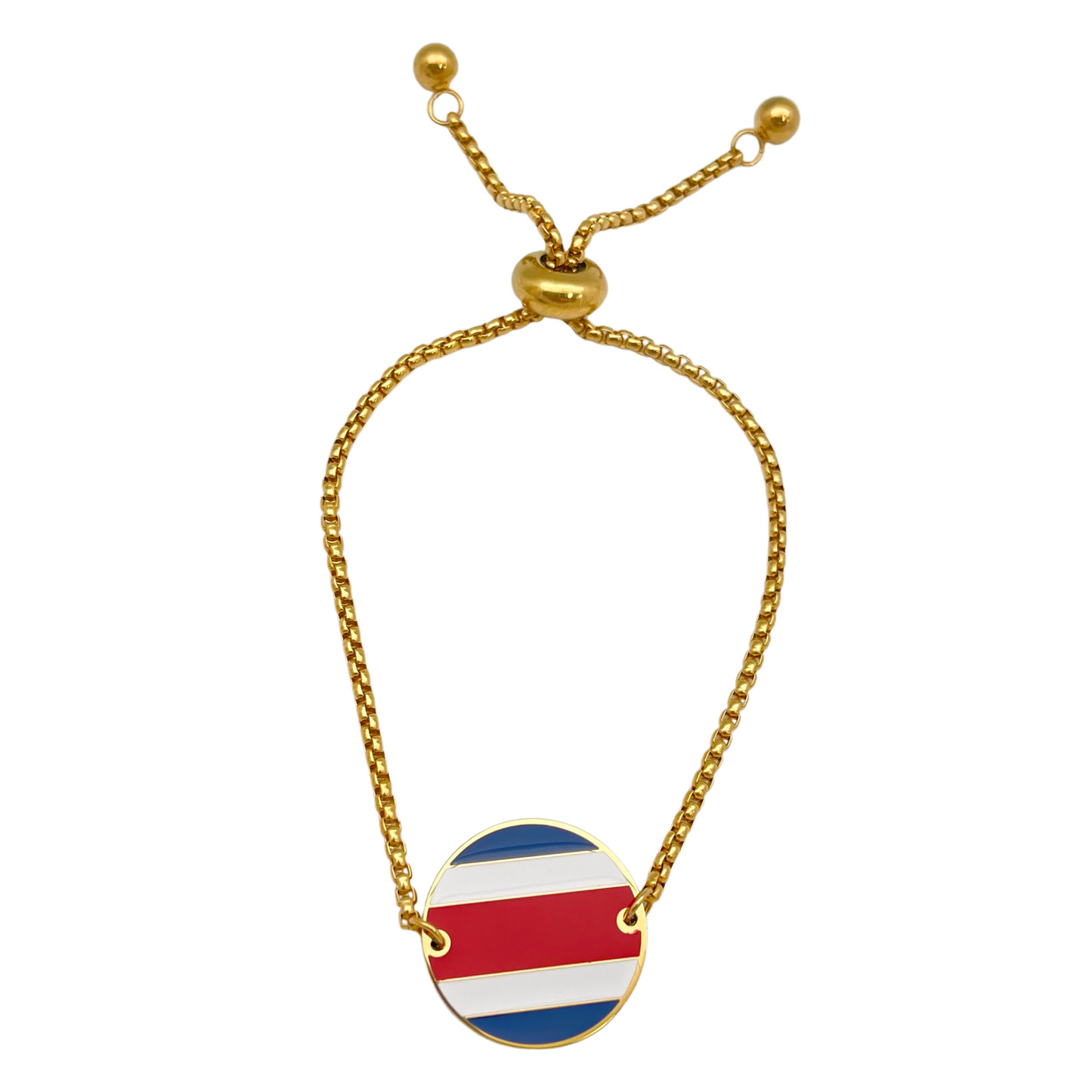 Gold Multi Round Costa Rica Flag Bracelet