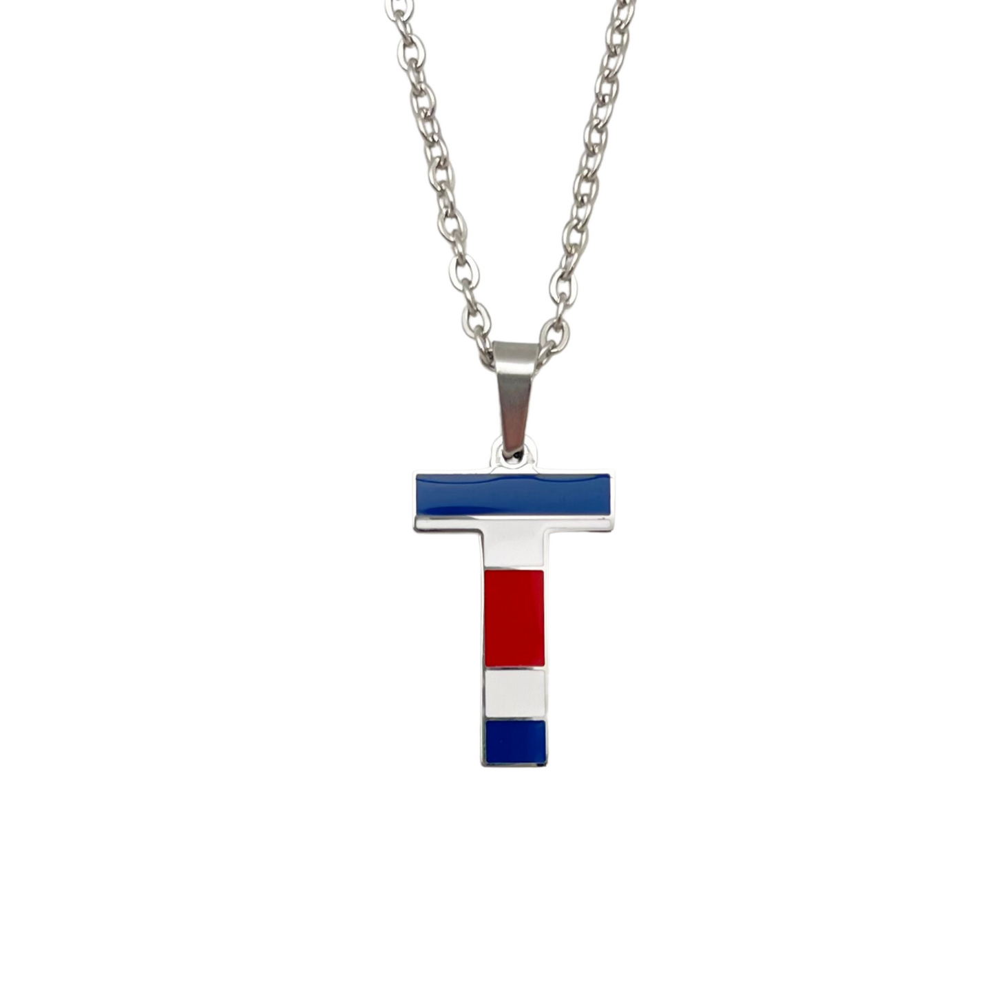 Letter T Costa Rica Flag Necklace
