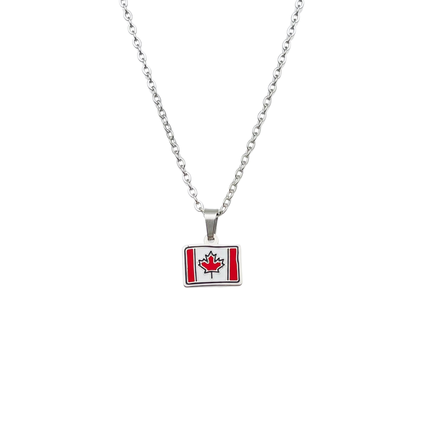 Silver Canada Cartoon Flag Necklace