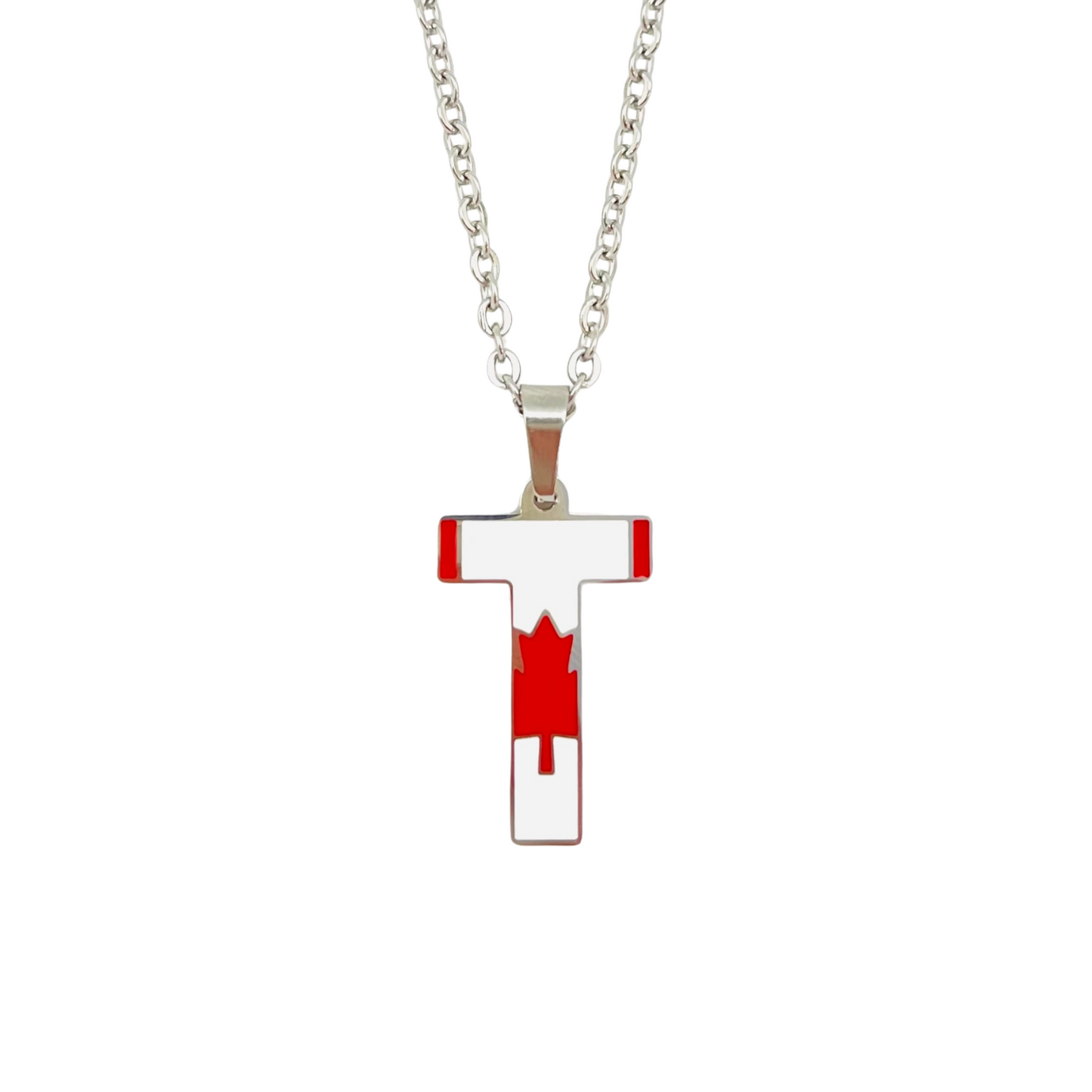 Letter T Canada Flag Necklace