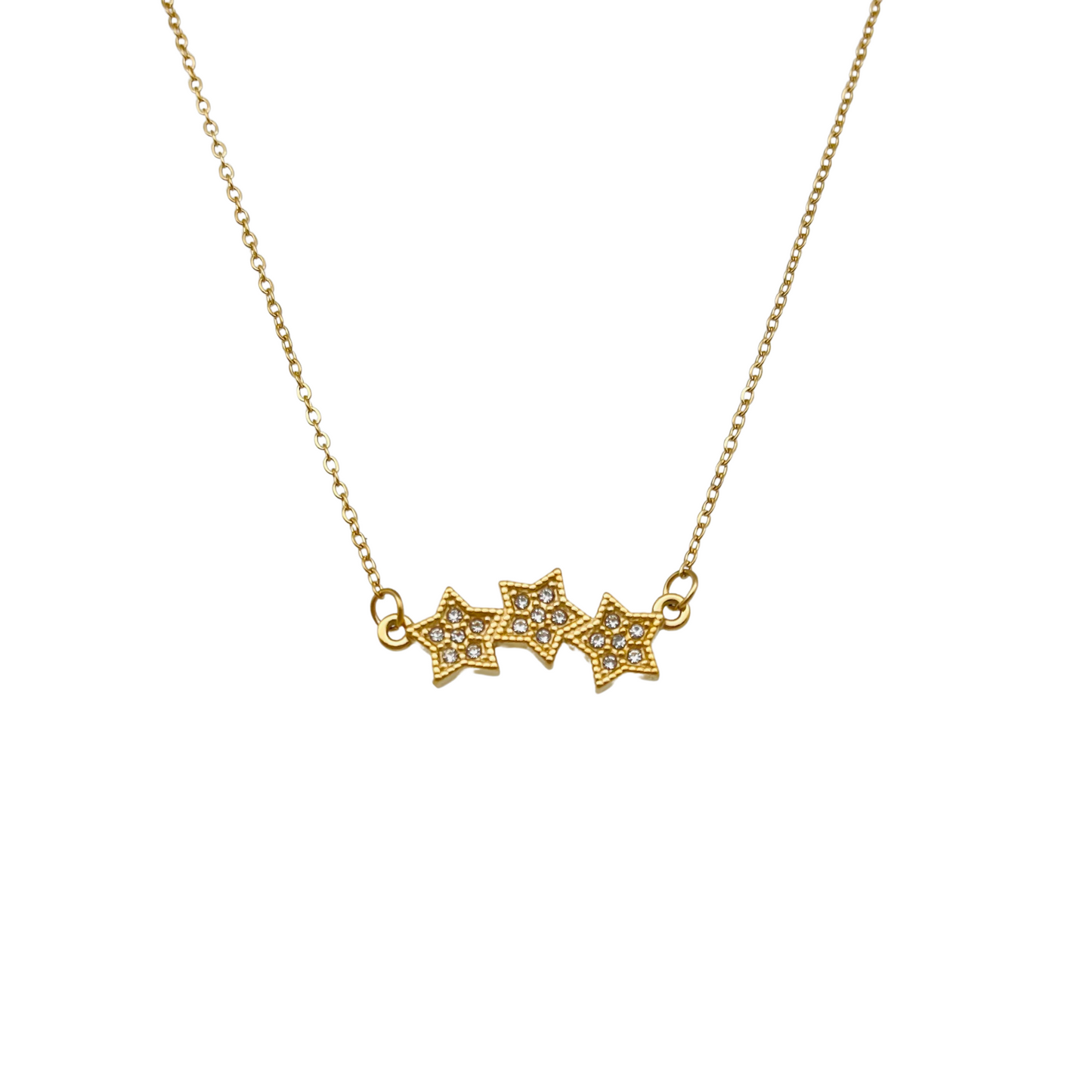 CZ Triple Star Necklace