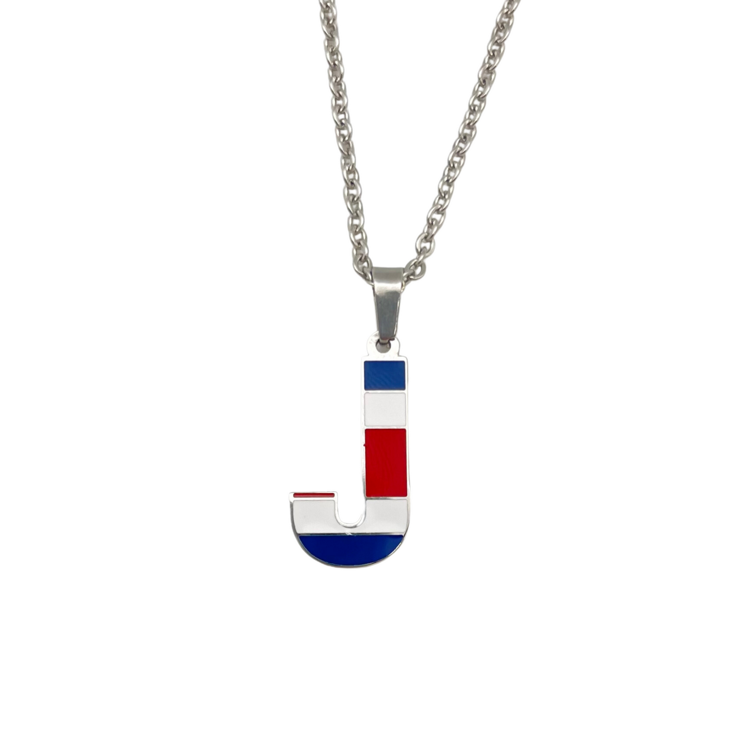 Letter J Costa Rica Flag Necklace