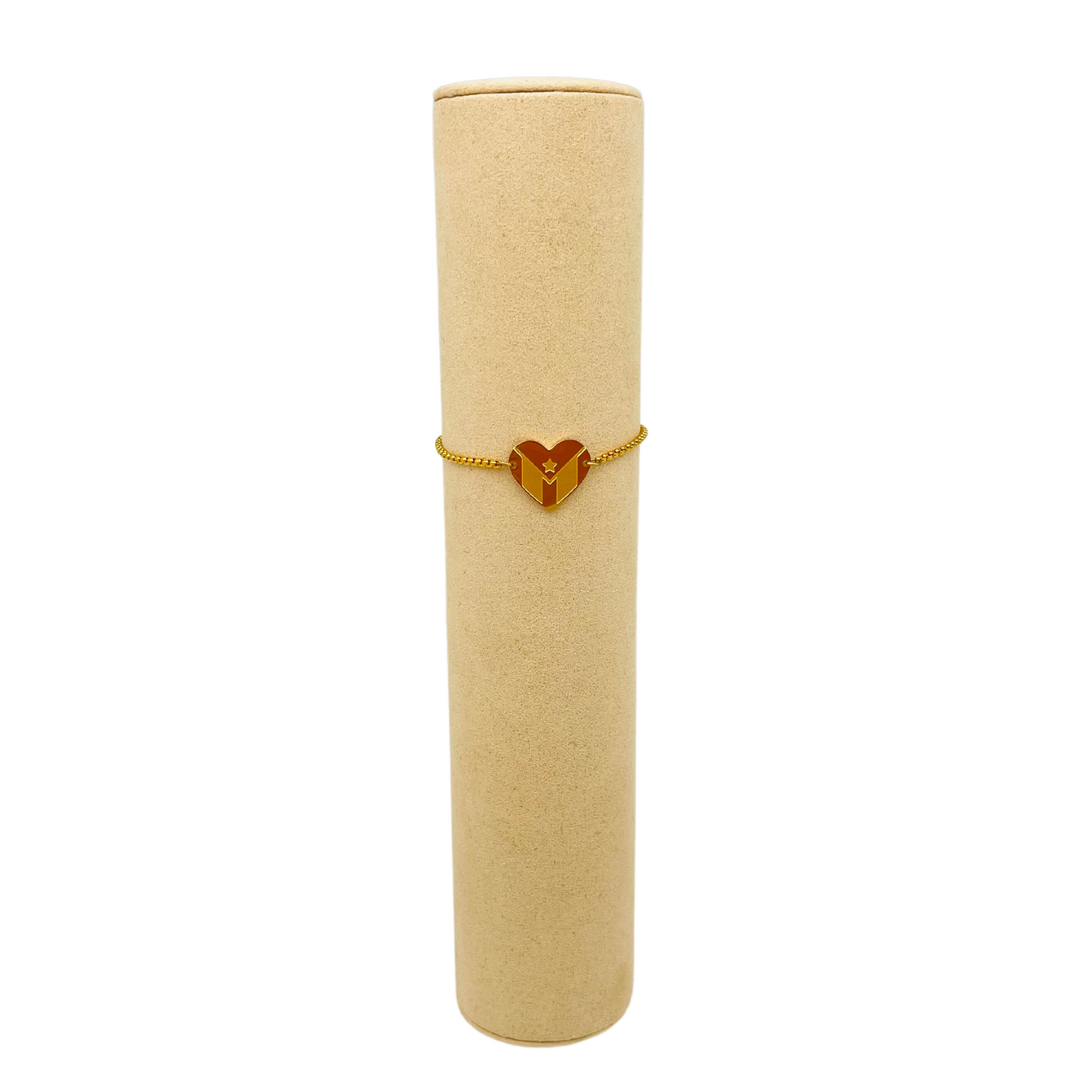 Gold PR Flag Heart Bracelet