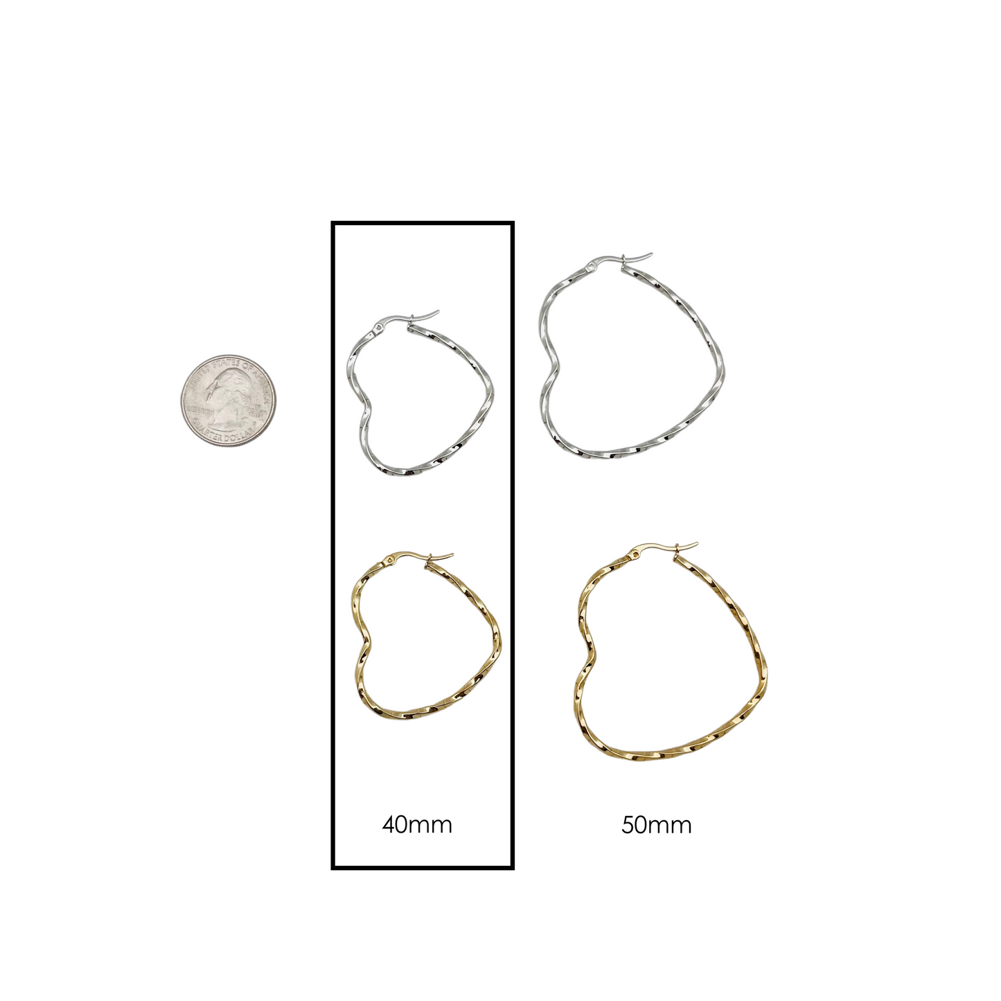 40.0mm Braided Heart Hoops
