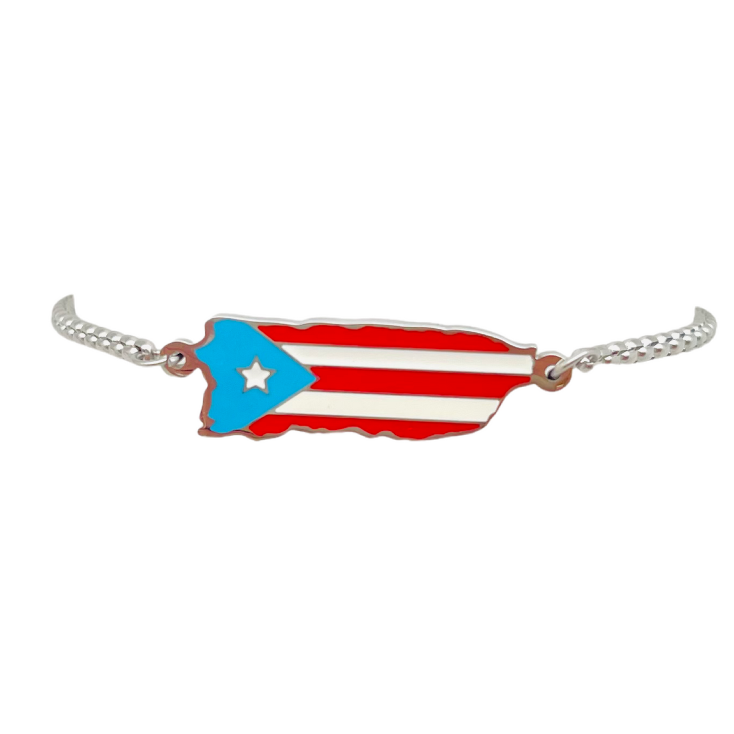 Silver Multi PR Flag Map Bracelet