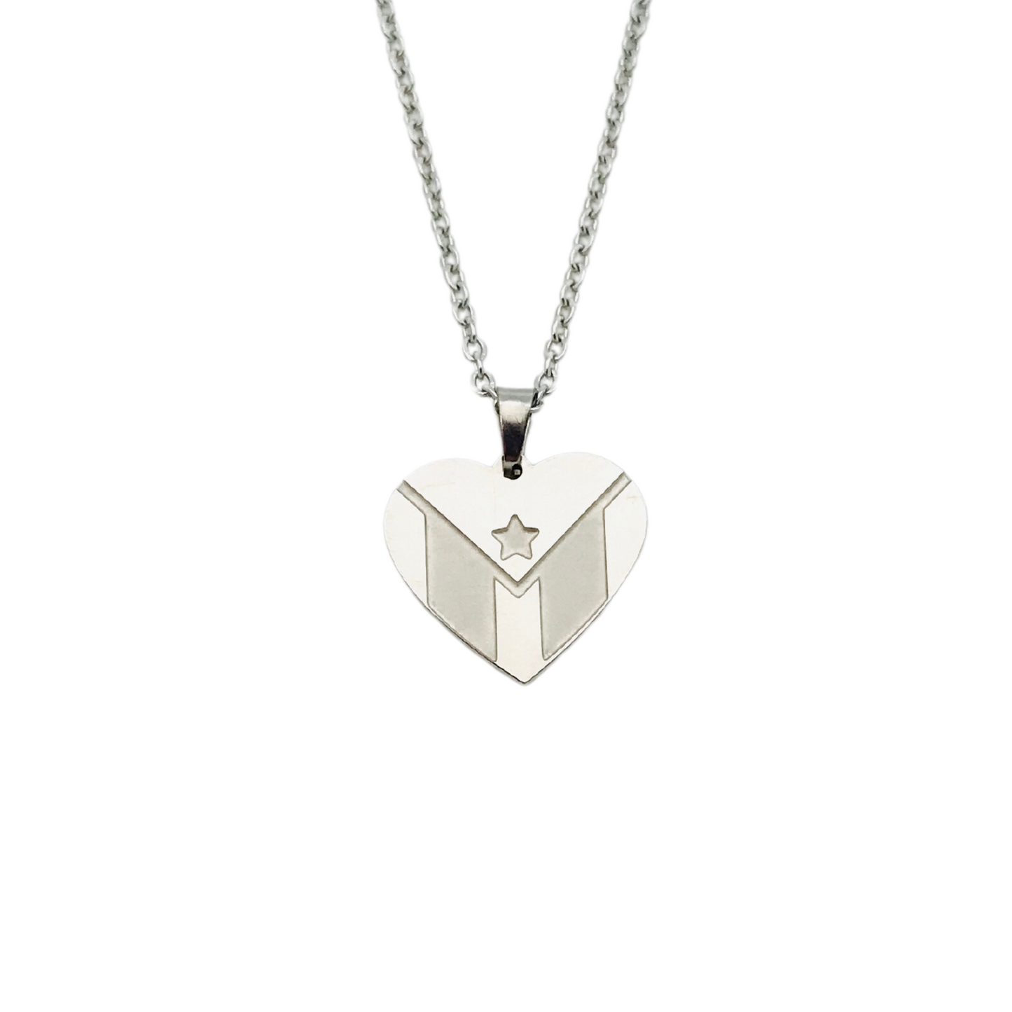 Silver PR Flag Heart Necklace