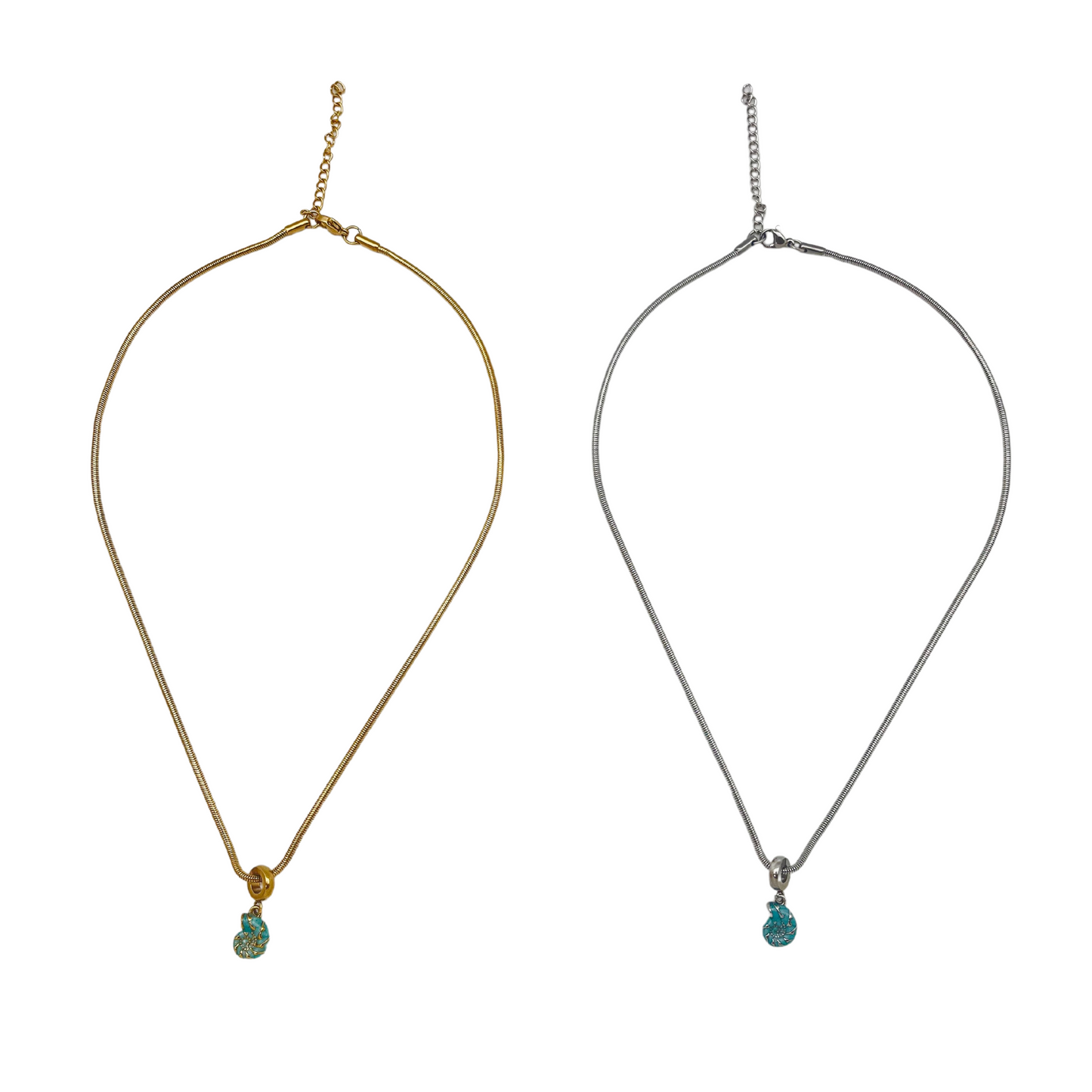 Blue Shell Dangle Necklace