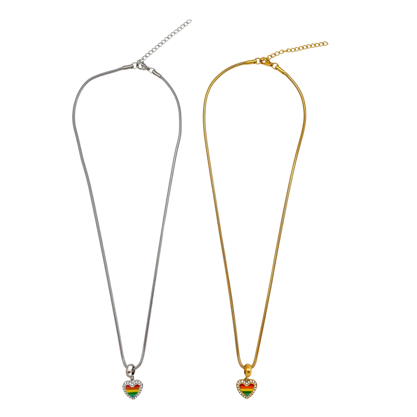 Pride Heart CZ Dangle Necklace