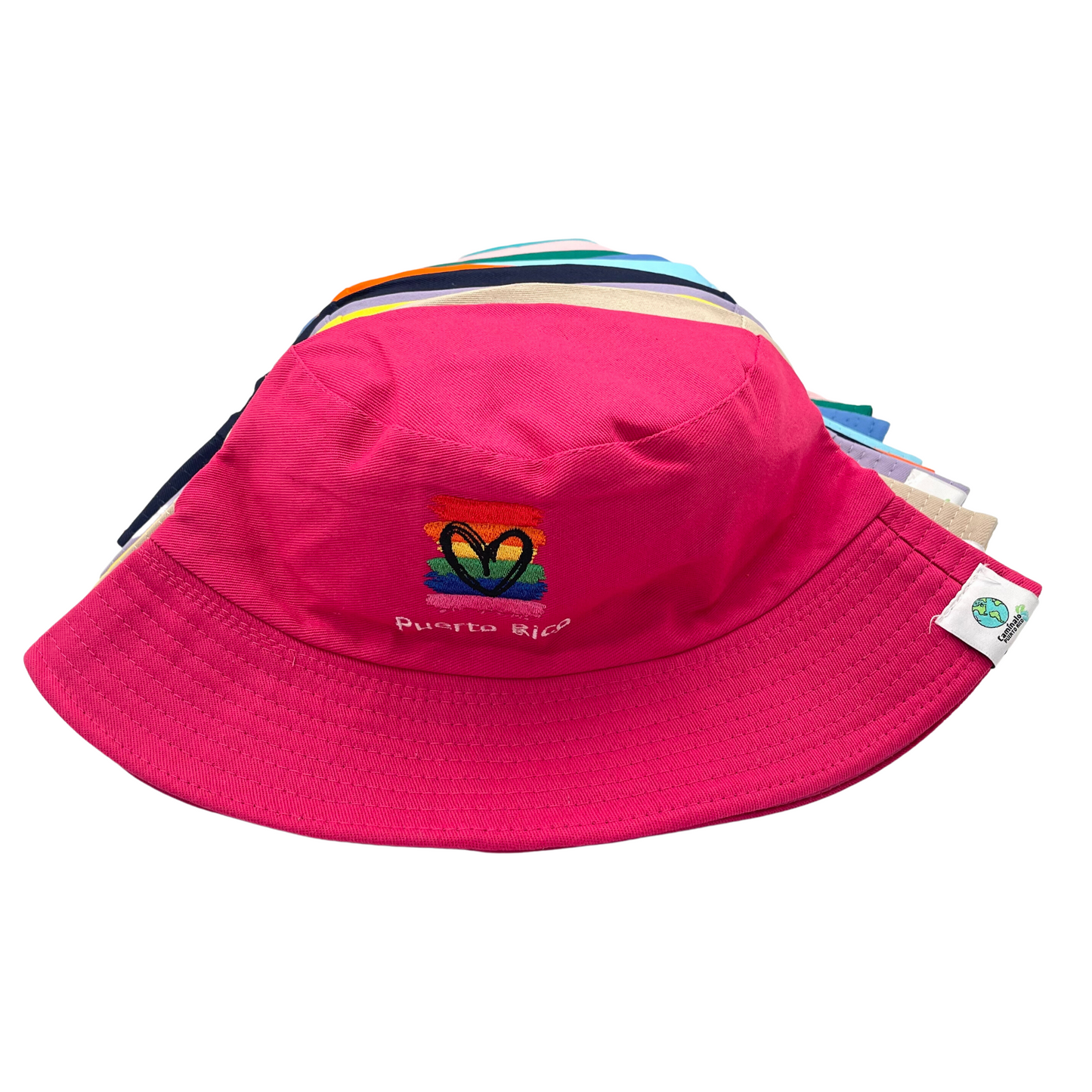Rainbow Heart Puerto Rico Bucket Hat