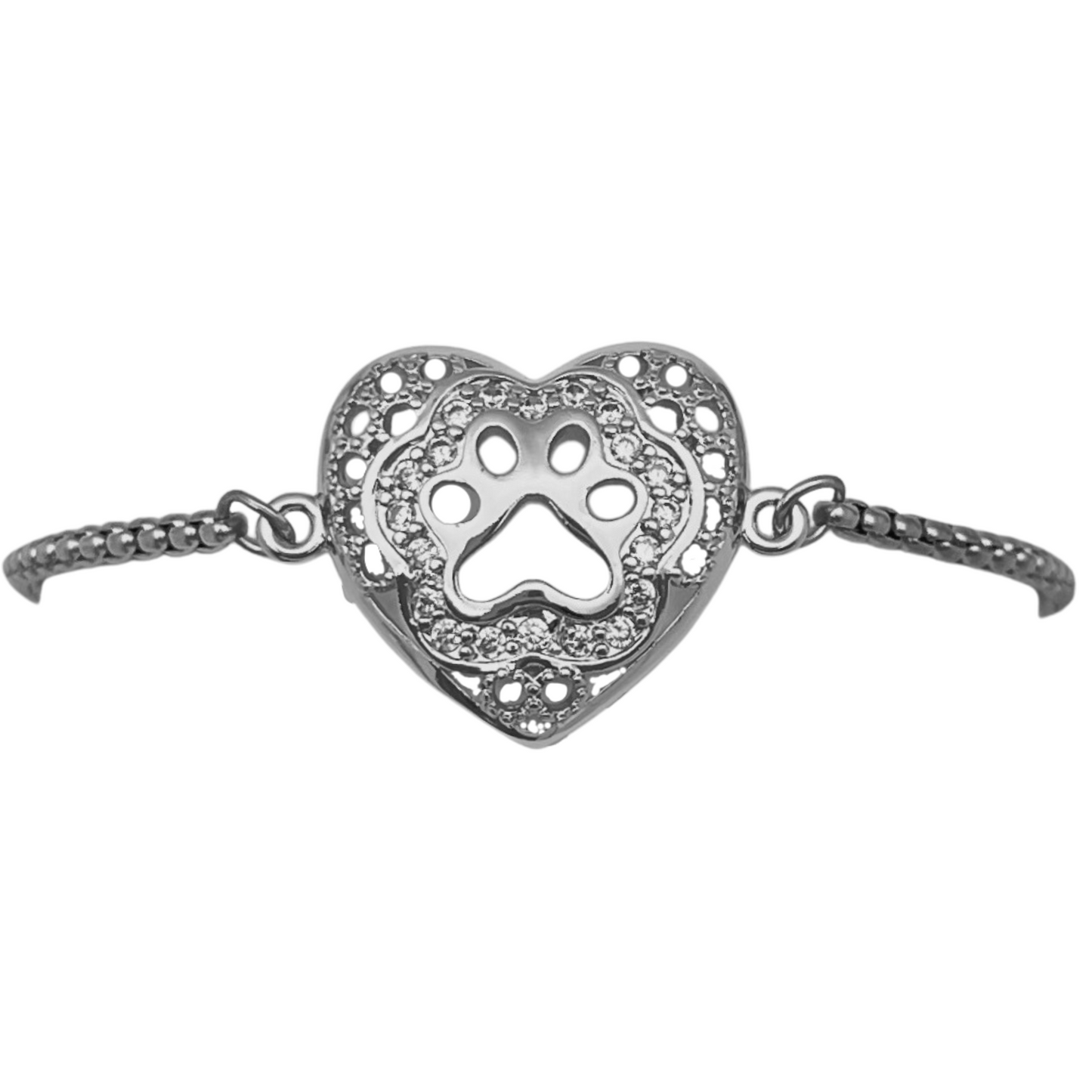 CZ Paw Heart Bracelet