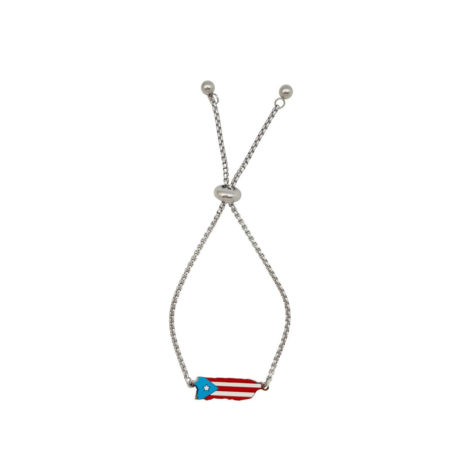 Silver Multi PR Flag Map Bracelet