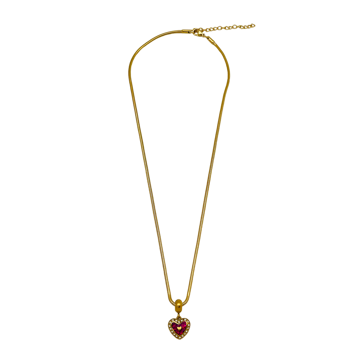 CZ Enamel Heart Dangle Necklace