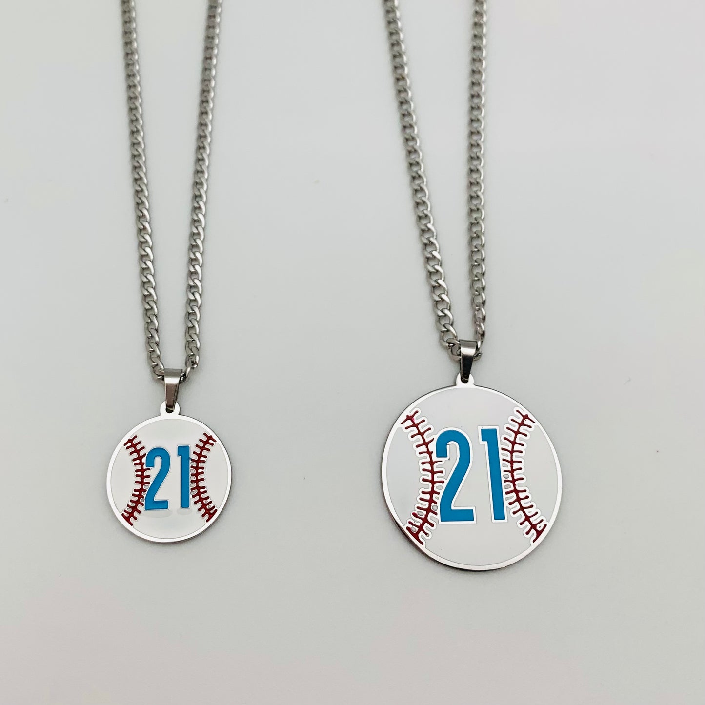 Silver PR #21 Baseball Necklace