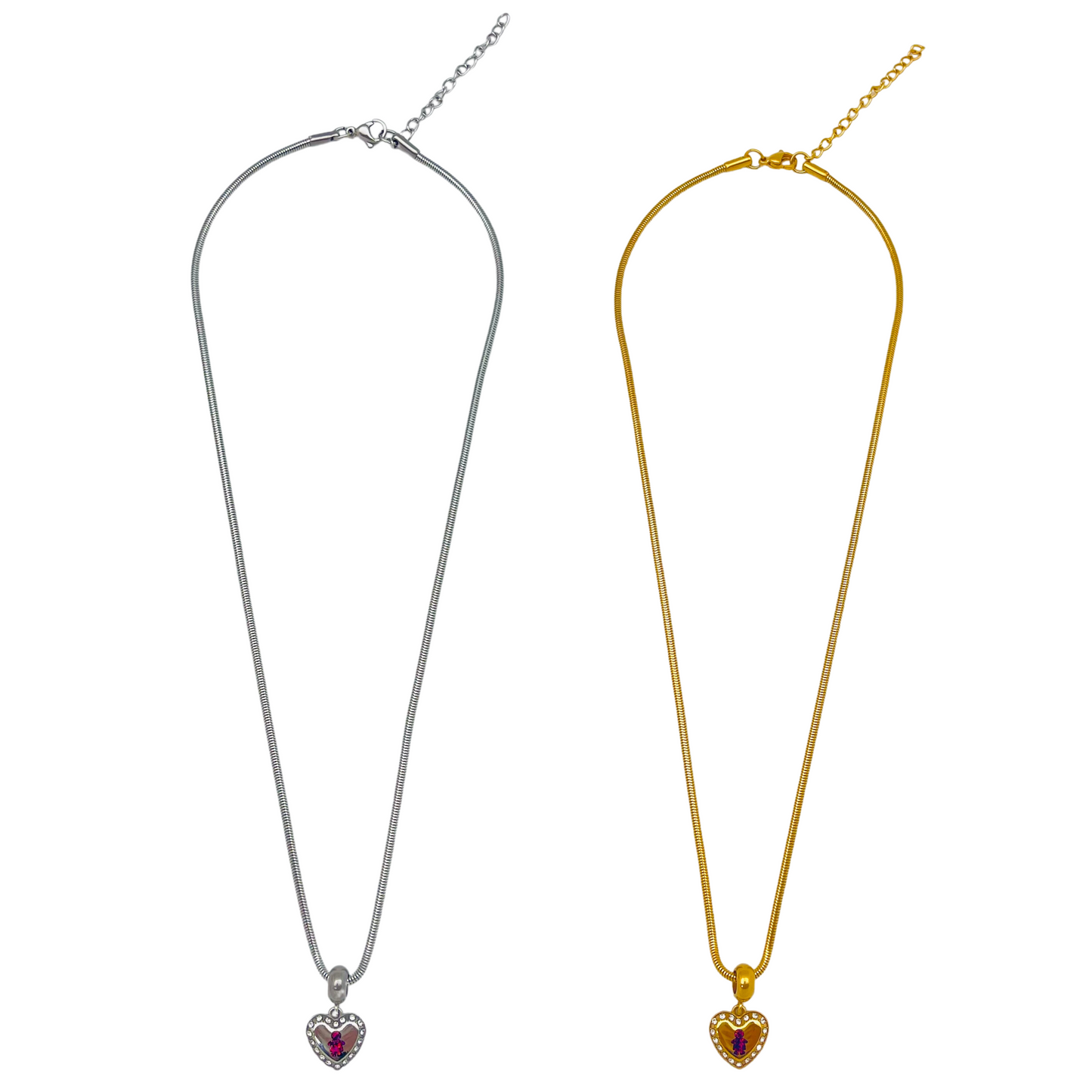 CZ Enamel Little Boy Heart Dangle Necklace