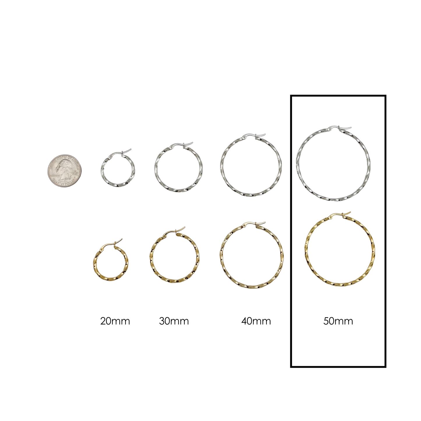 50.0mm Braided Round Hoops