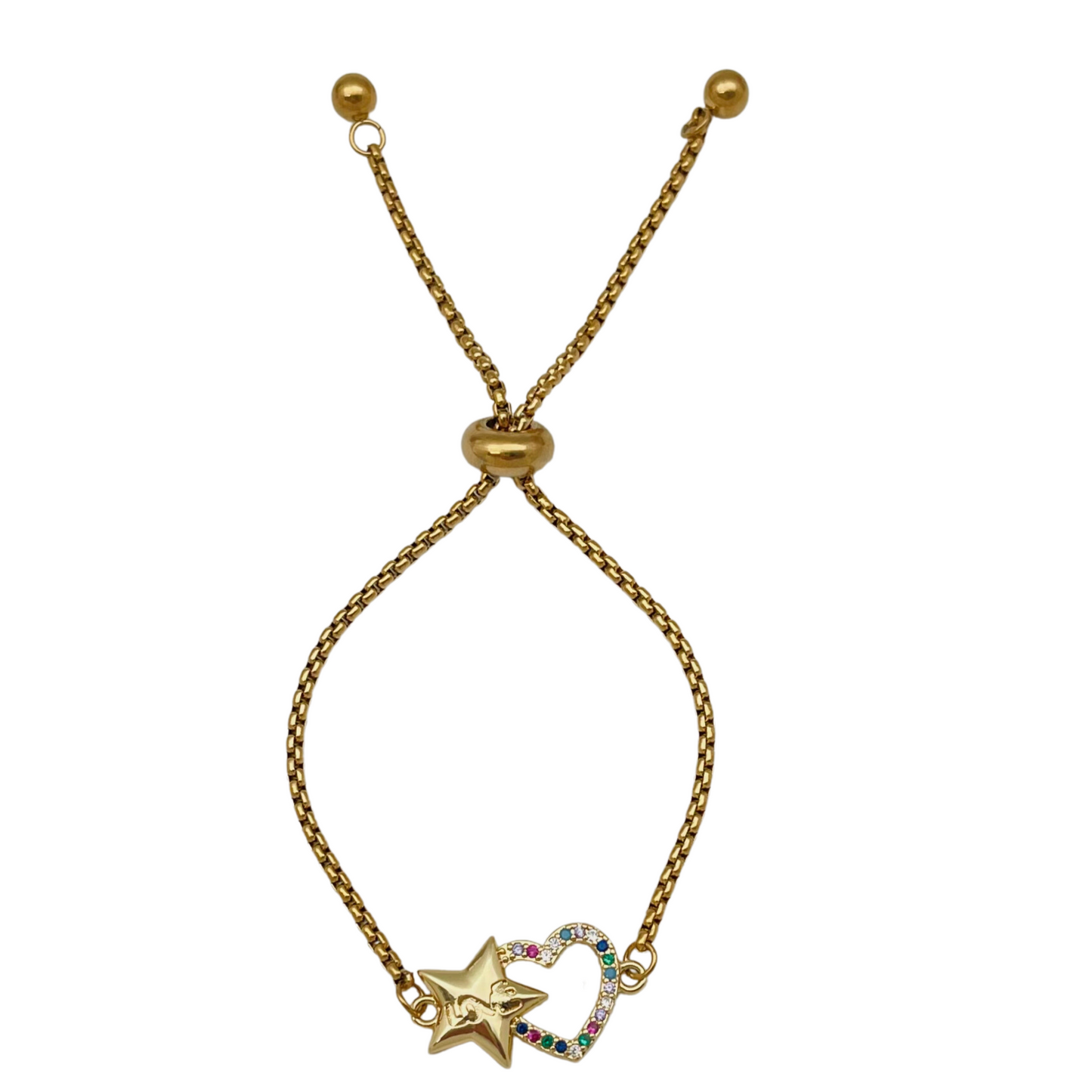 Love Star & CZ Heart Bracelet