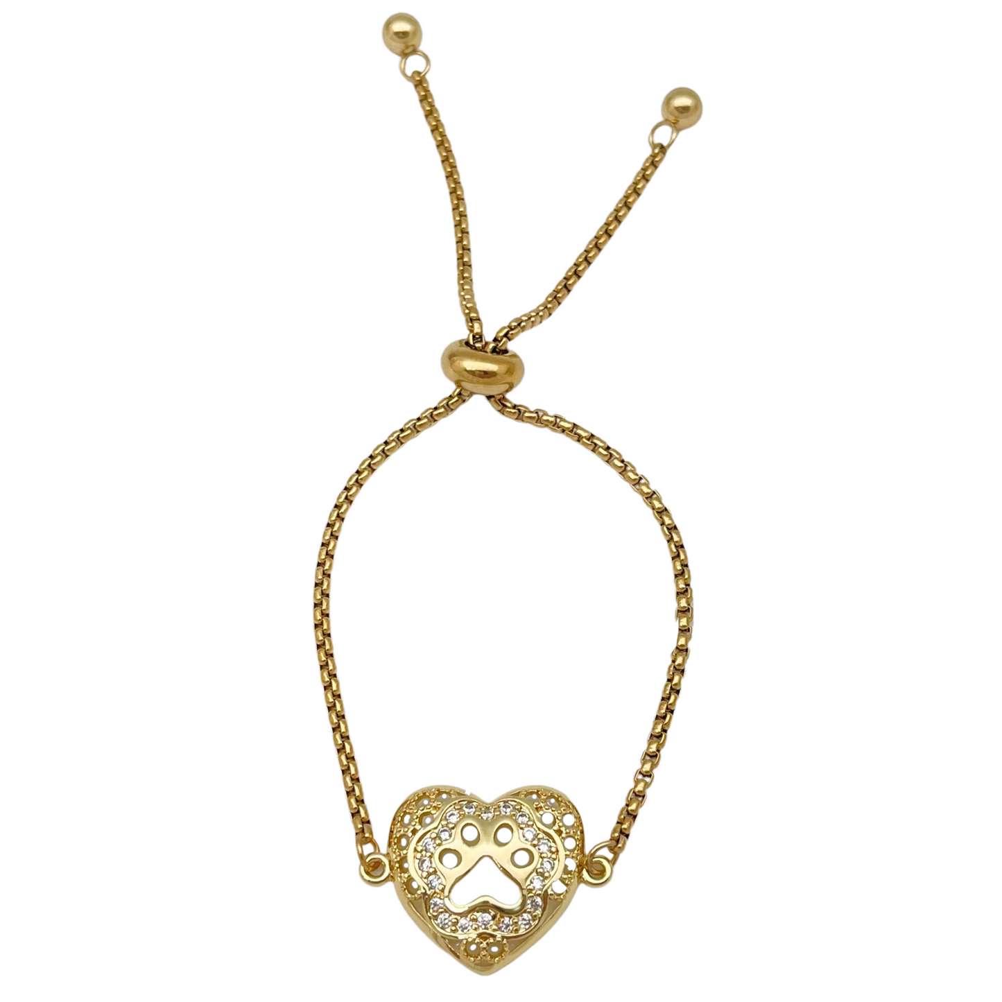 CZ Paw Heart Bracelet