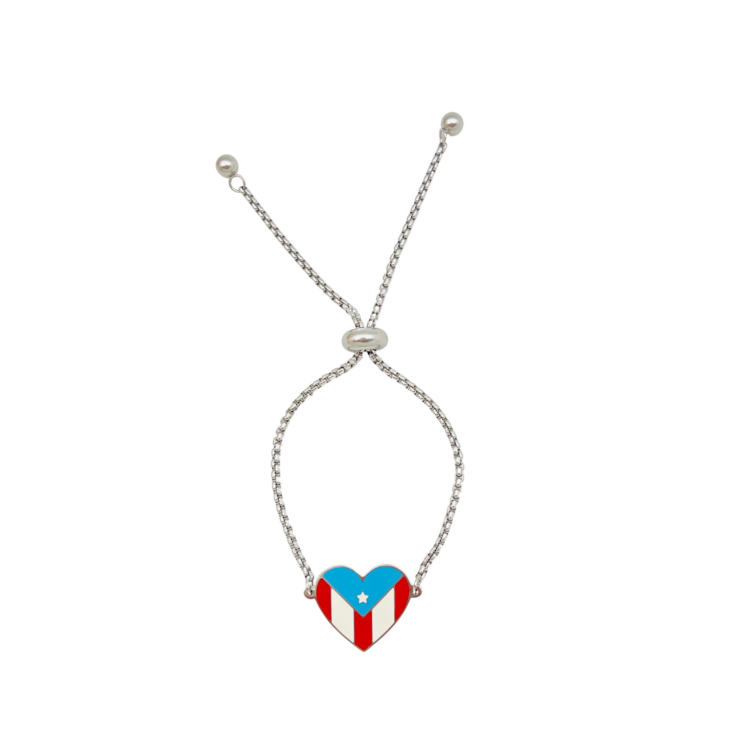 Multi Silver PR Flag Heart Bracelet