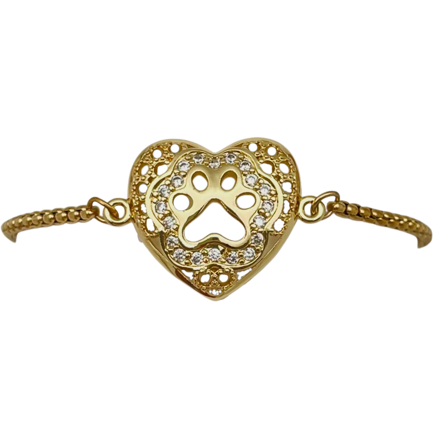 CZ Paw Heart Bracelet
