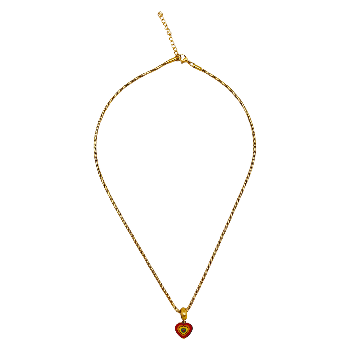 Rainbow Heart Dangle Necklace