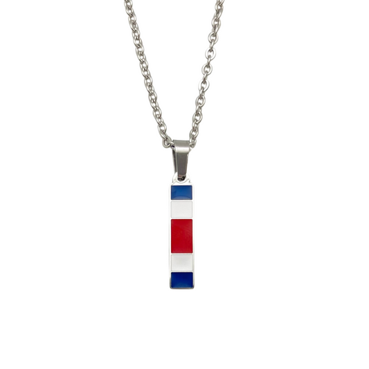 Letter I Costa Rica Flag Necklace