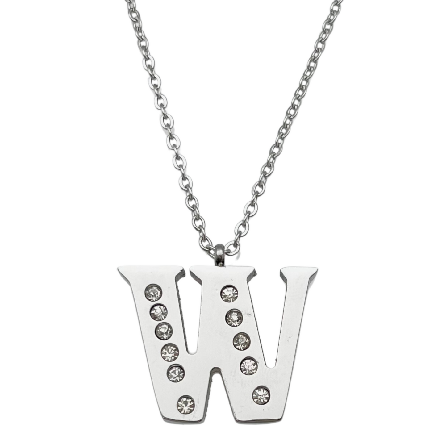 Letter "W" CZ Necklace