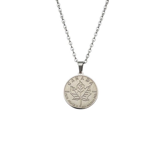 Silver Canada Maple Leaf Coin Necklace