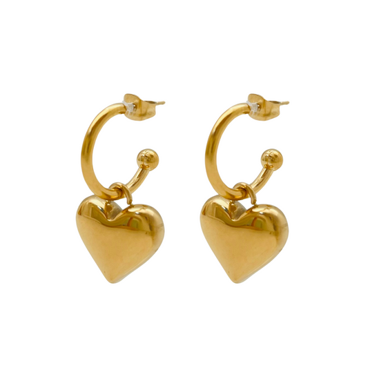 Hanging Heart Hoop Earrings