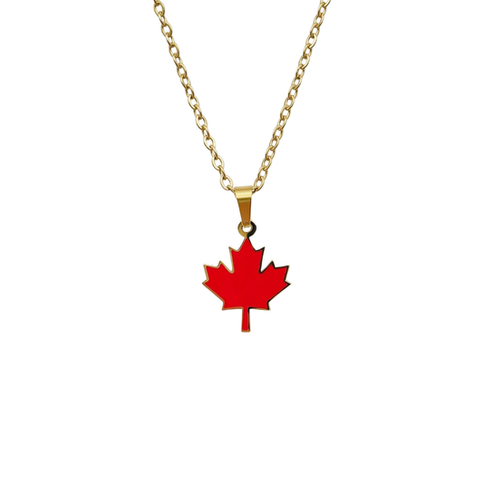 Gold Canada Red Maple Leaf Necklace