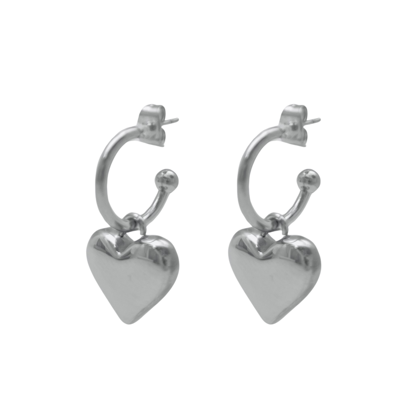 Hanging Heart Hoop Earrings