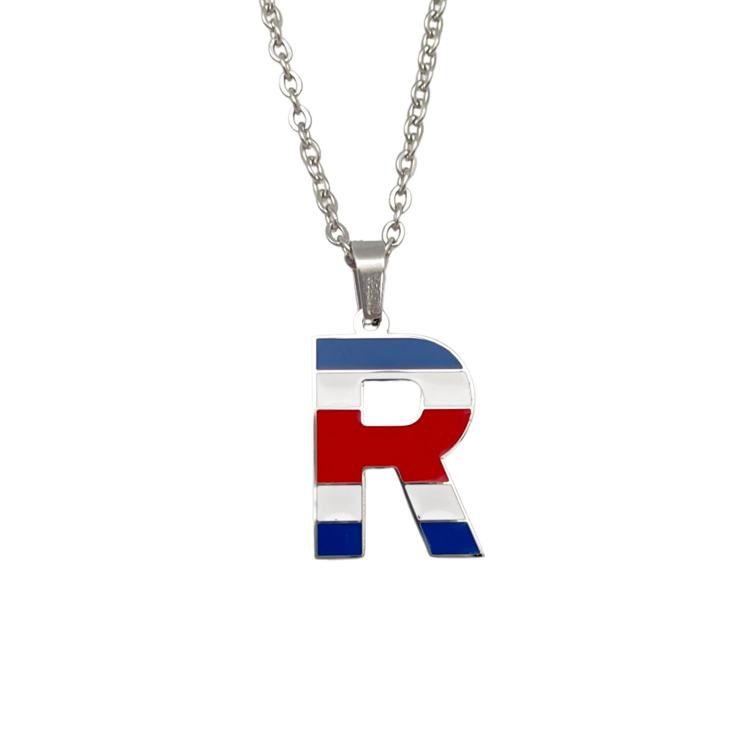 Letter R Costa Rica Flag Necklace