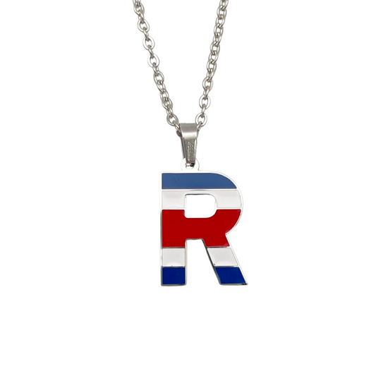 Letter R Costa Rica Flag Necklace