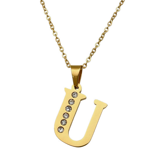 Letter "U" CZ Necklace