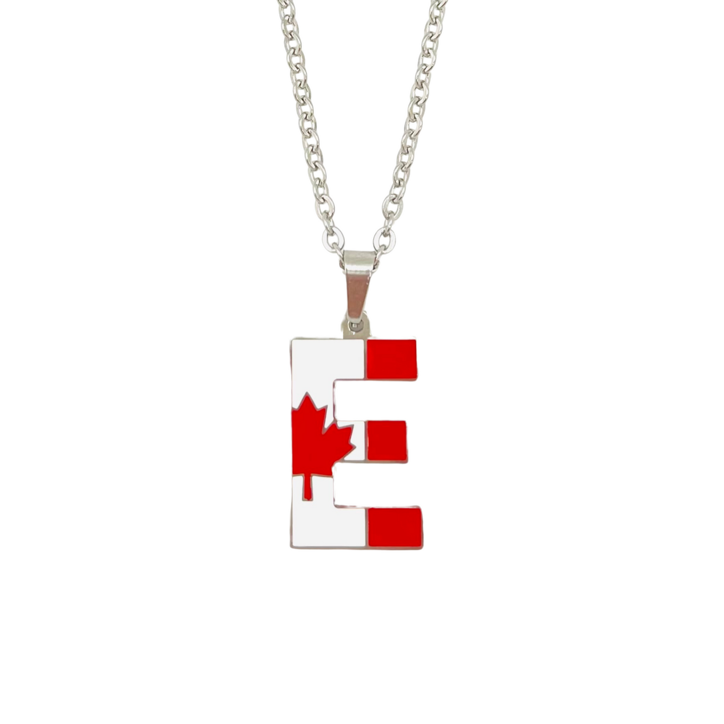 Letter E Canada Flag Necklace