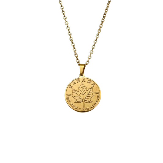 Gold Canada Maple Leaf Coin Necklace