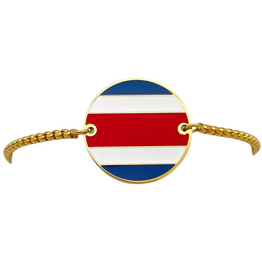 Gold Multi Round Costa Rica Flag Bracelet