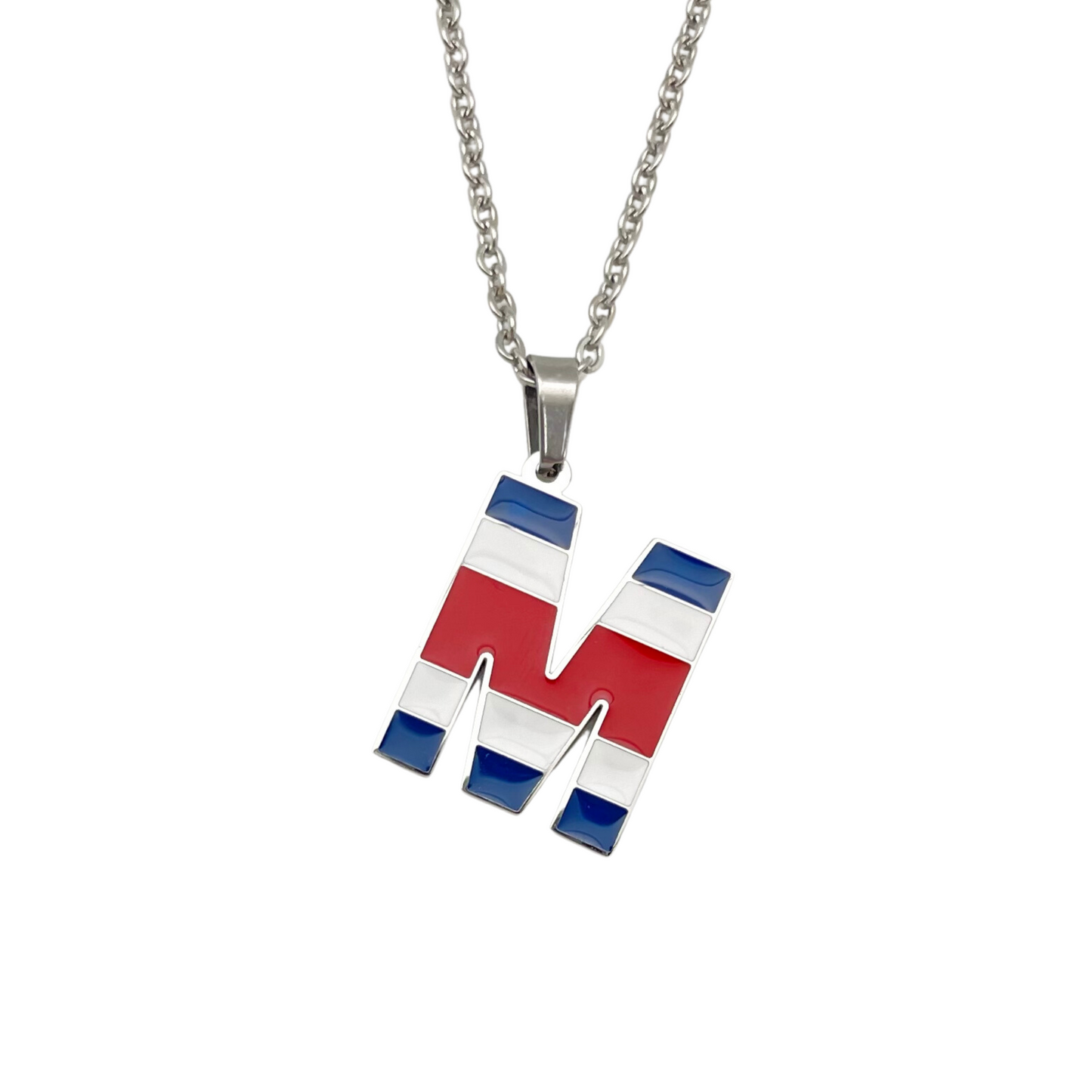 Letter M Costa Rica Flag Necklace