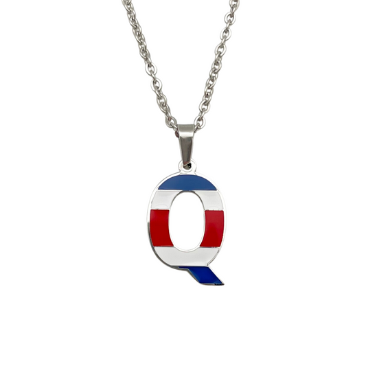 Letter Q Costa Rica Flag Necklace