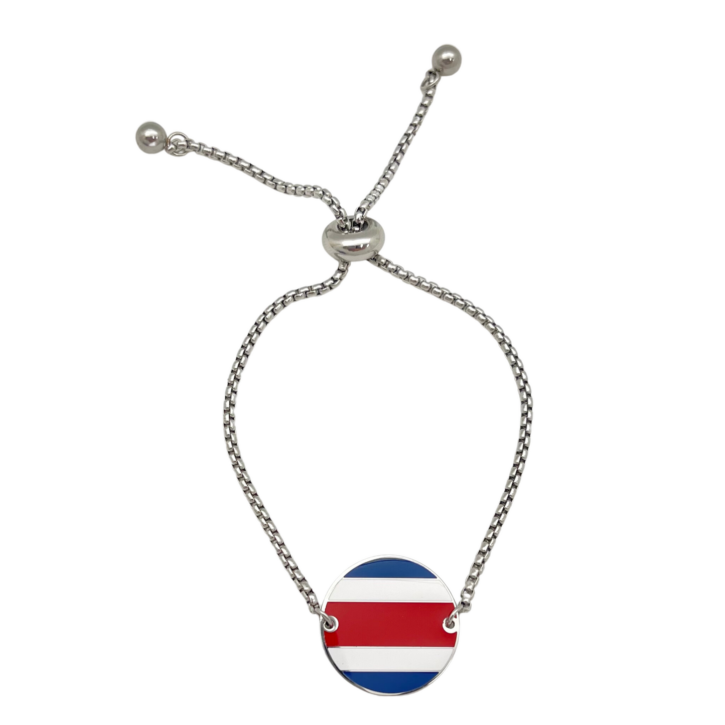 Silver Multi Round Costa Rica Flag Bracelet