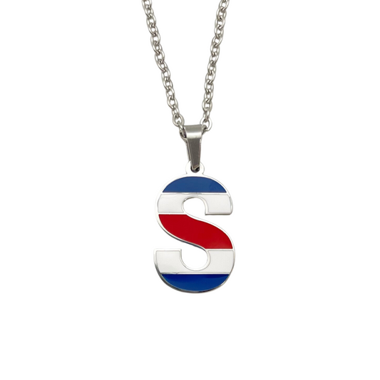 Letter S Costa Rica Flag Necklace