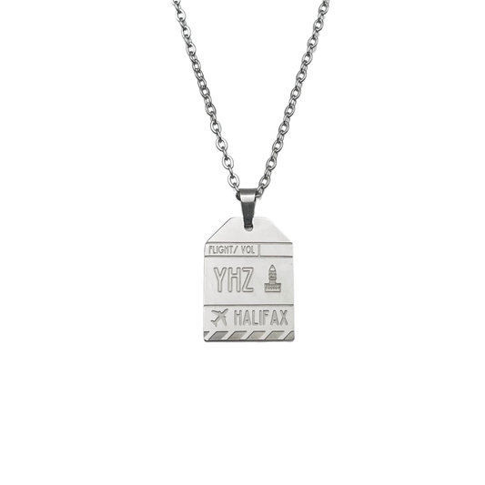 Silver Canada Halifax YHZ Luggage Tag Necklace