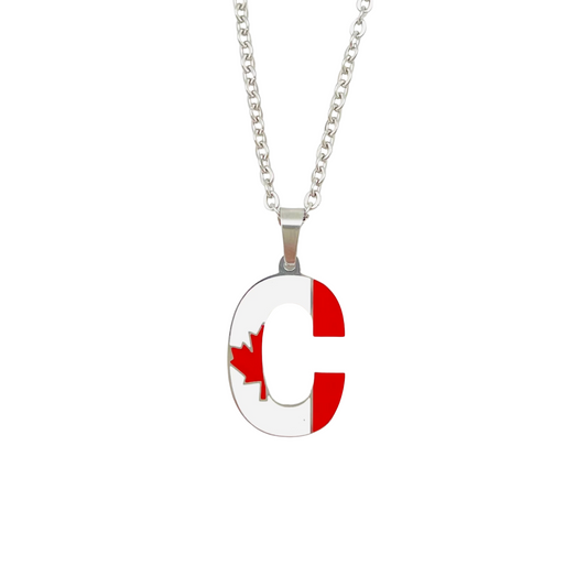 Letter C Canada Flag Necklace