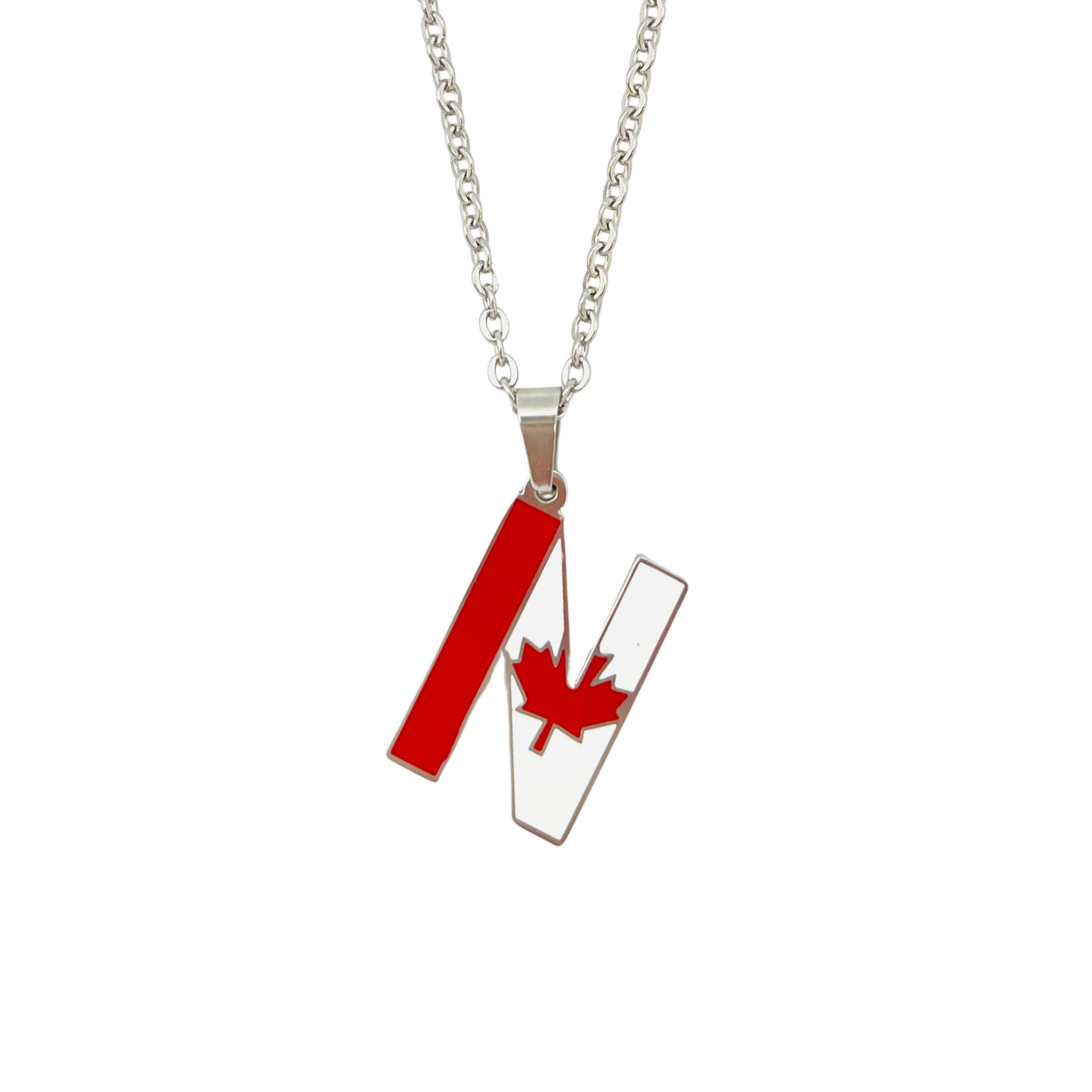 Letter N Canada Flag Necklace