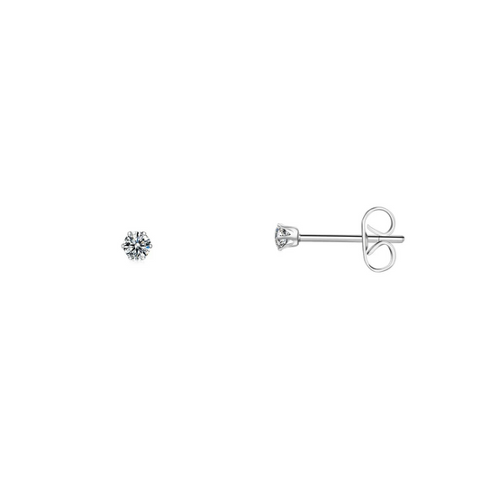 3.0mm Clear Round CZ Stud Earrings