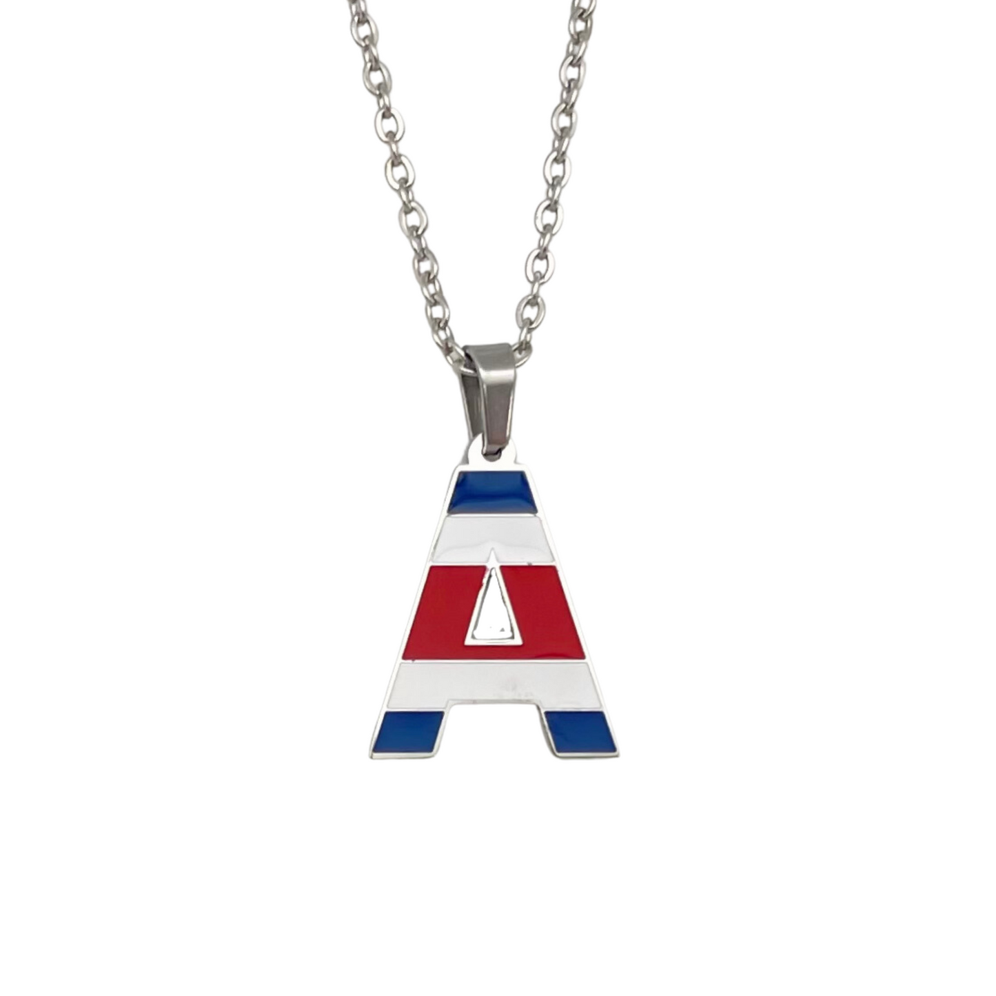 Letter A Costa Rica Flag Necklace