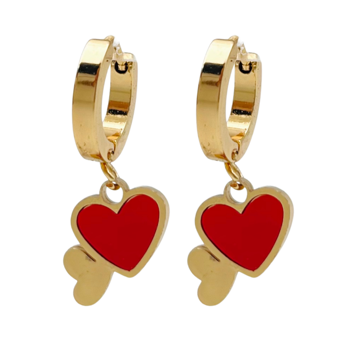 Double Heart Huggies Earrings