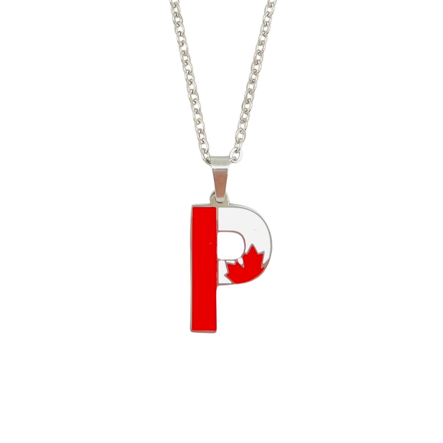 Letter P Canada Flag Necklace