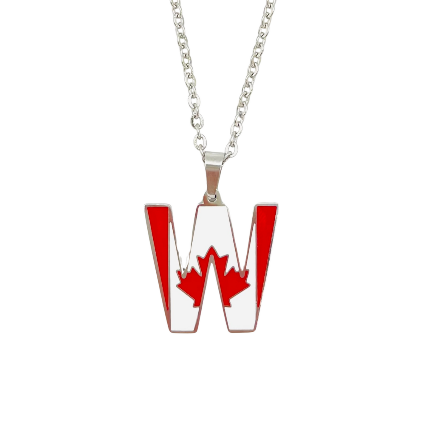 Letter W Canada Flag Necklace