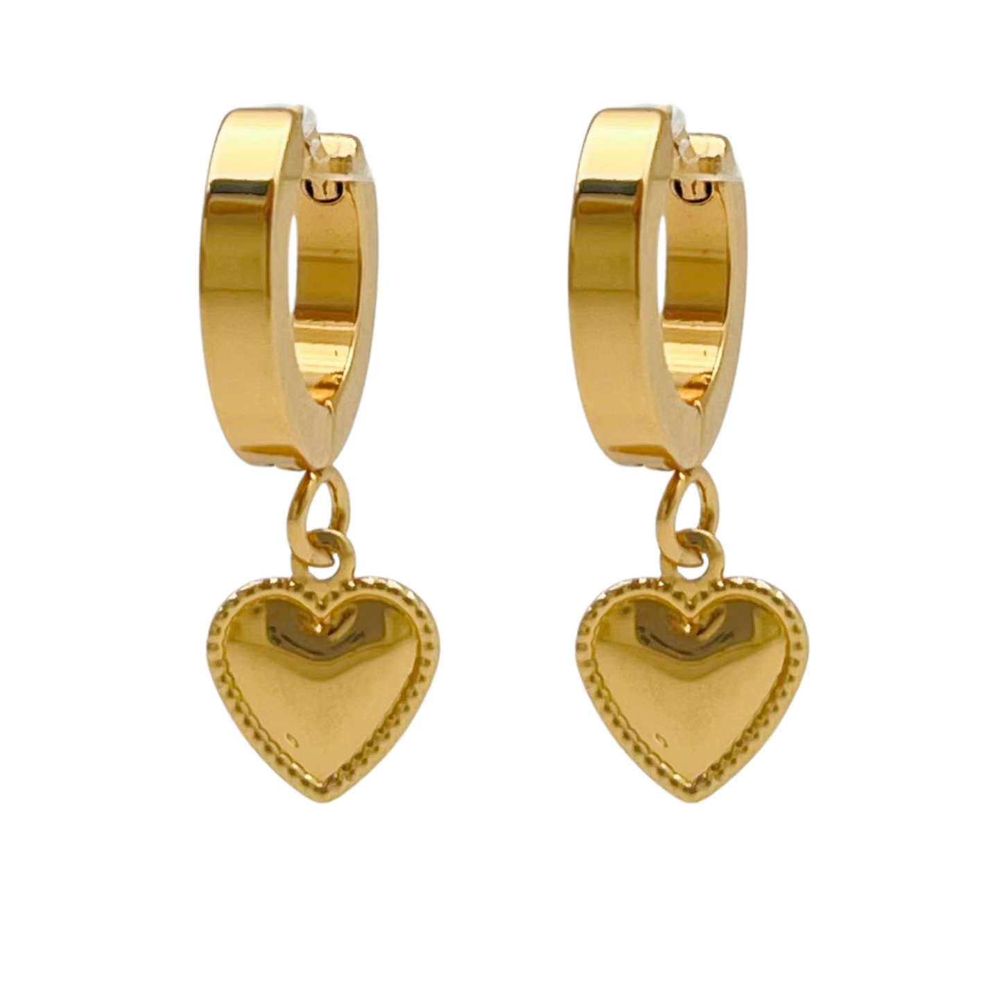 Dotted Border Heart Huggies Earrings